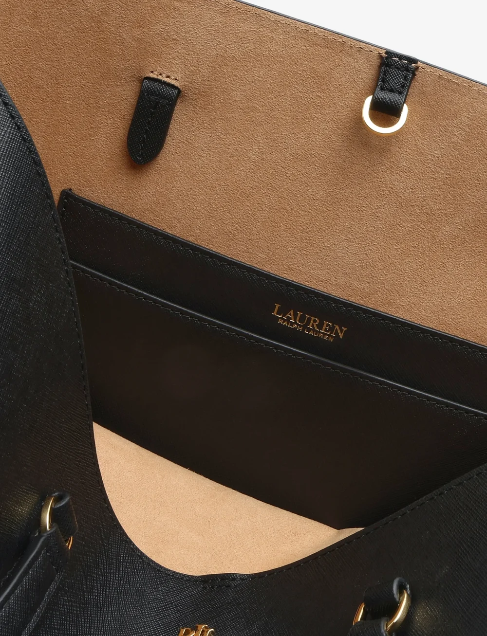 Lauren Ralph Lauren - Crosshatch Leather Large Karly Tote - totes - black - 5