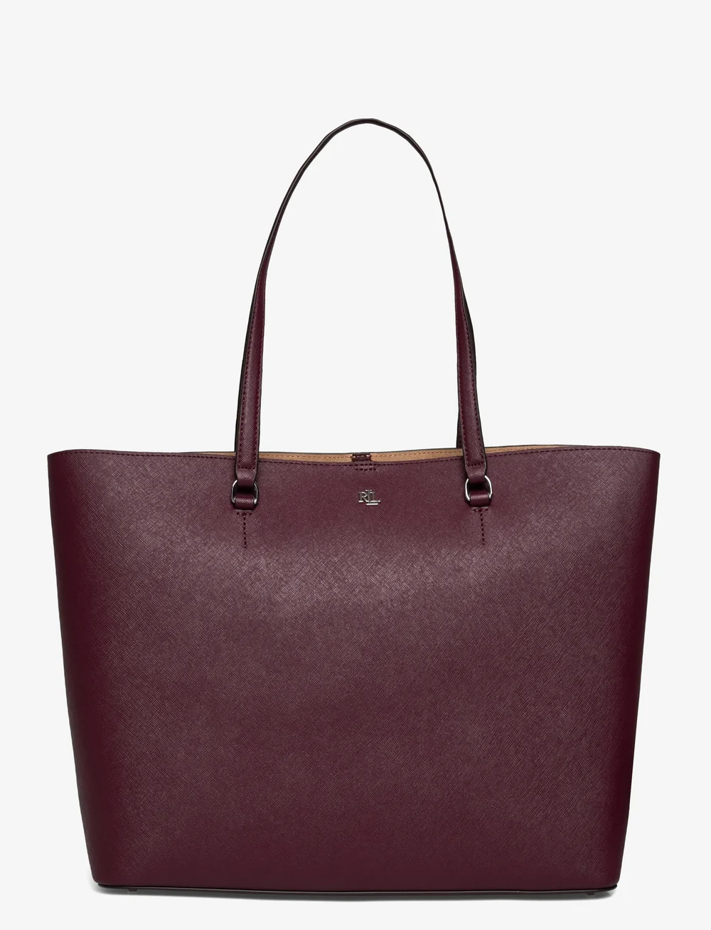 Lauren Ralph Lauren - Crosshatch Leather Large Karly Tote - tote bags - dark garnet - 0