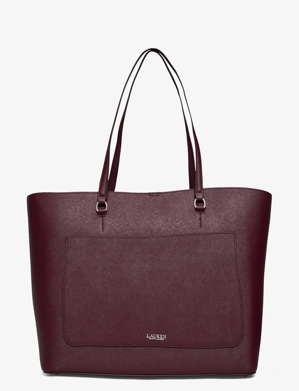 Lauren Ralph Lauren - Crosshatch Leather Large Karly Tote - tote bags - dark garnet - 1