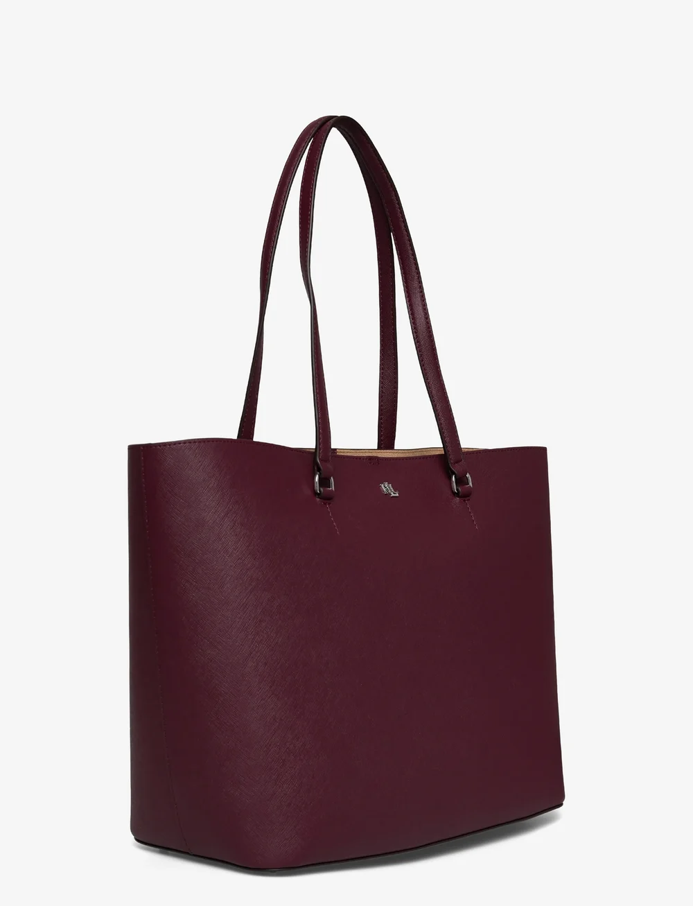 Lauren Ralph Lauren - Crosshatch Leather Large Karly Tote - tote bags - dark garnet - 2