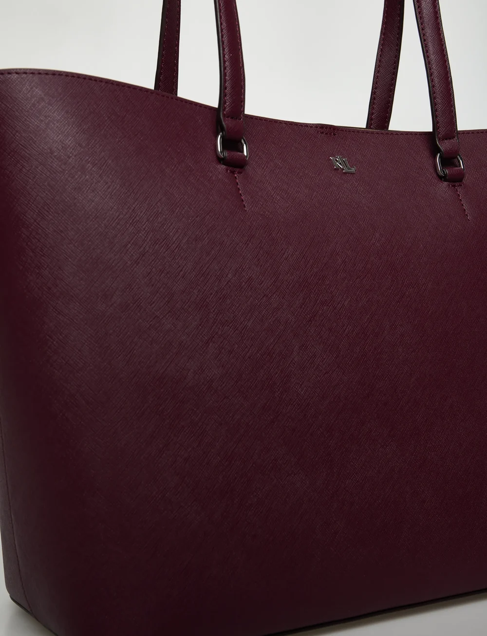Lauren Ralph Lauren - Crosshatch Leather Large Karly Tote - tote bags - dark garnet - 3