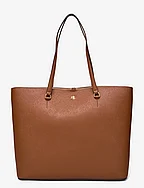 Crosshatch Leather Large Karly Tote - LAUREN TAN