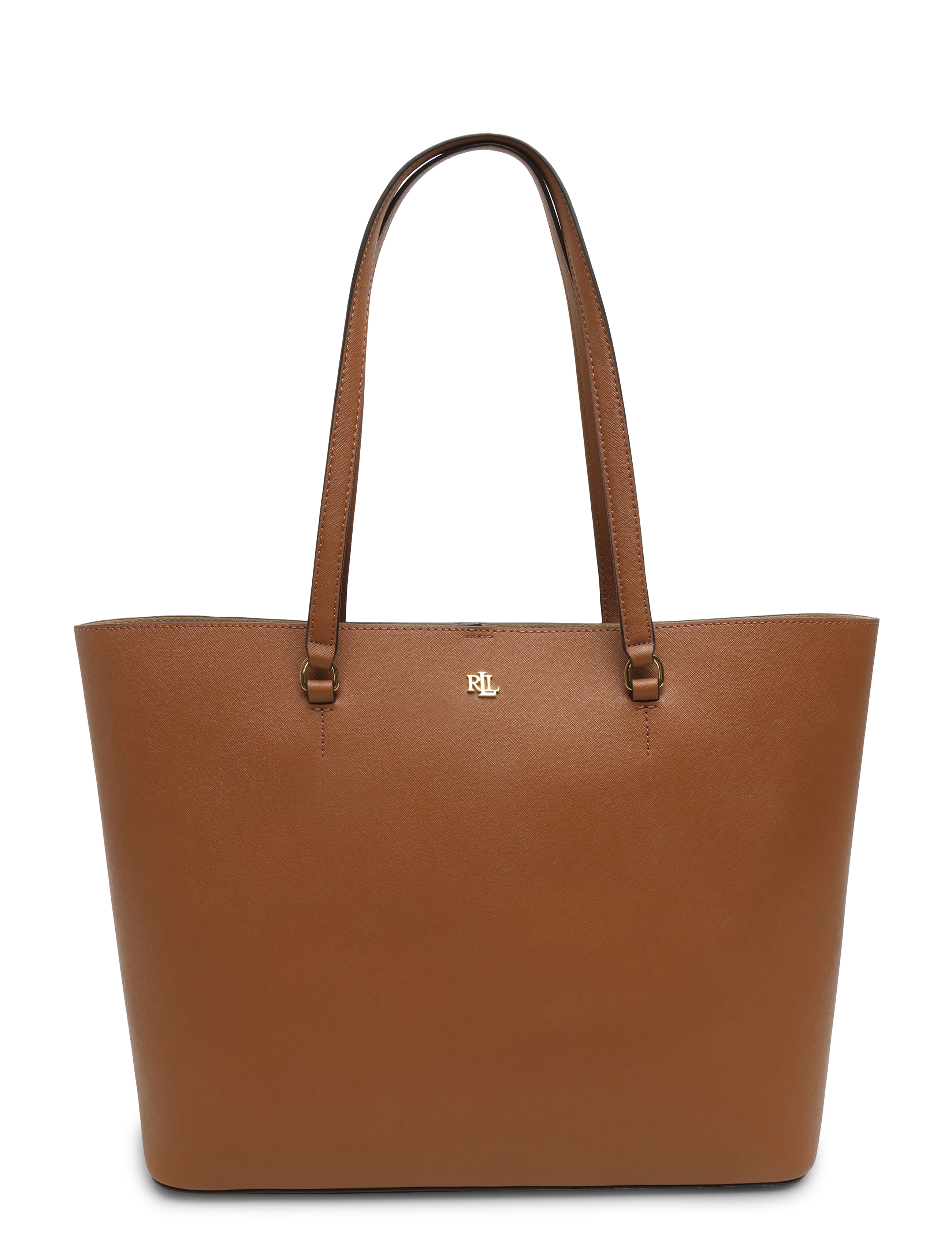 Lauren Ralph Lauren Crosshatch Leather Large Karly Tote - Tasker - LAUREN TAN / brown