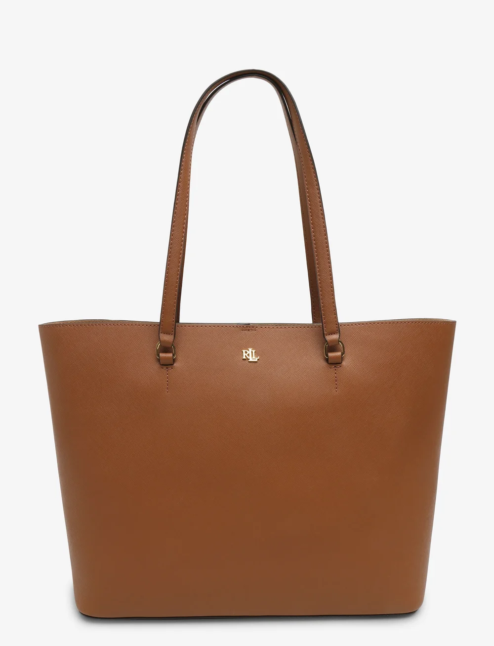 Lauren Ralph Lauren - Crosshatch Leather Large Karly Tote - tote bags - lauren tan - 1