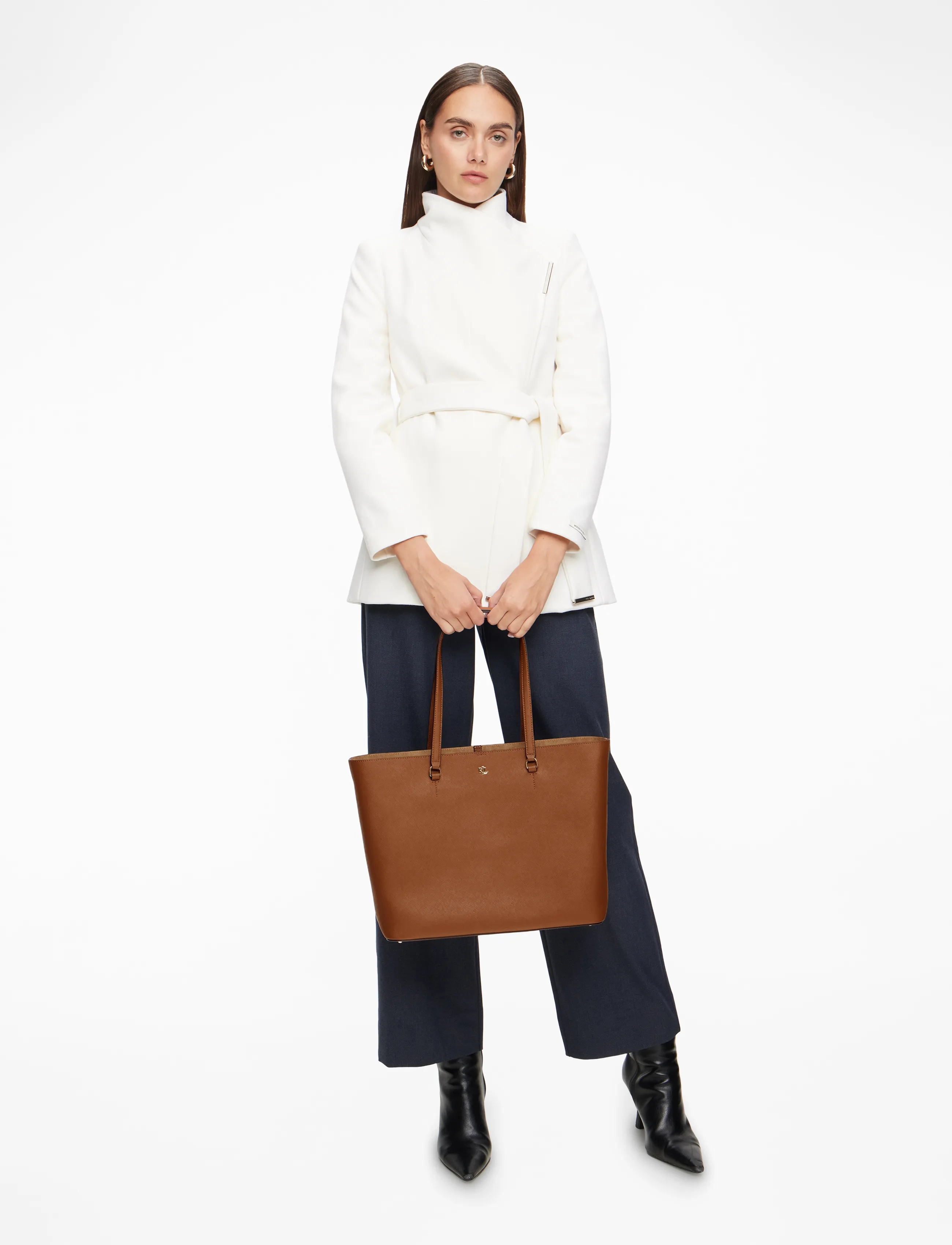Lauren Ralph Lauren - CROSSHATCH LEATHER-KARLY-TTE-LRG - tote bags - lauren tan - 2