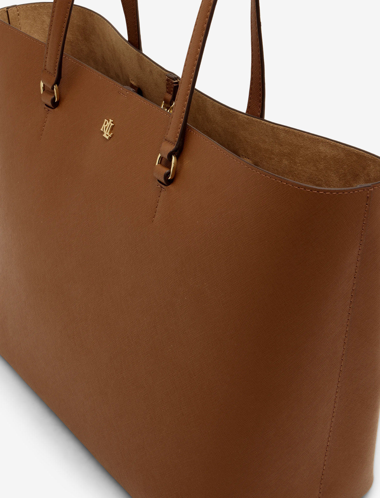 Lauren Ralph Lauren - Crosshatch Leather Large Karly Tote - tote bags - lauren tan - 4