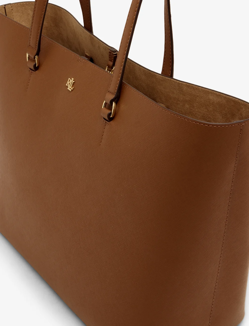 Lauren Ralph Lauren - Crosshatch Leather Large Karly Tote - tote bags - lauren tan - 4