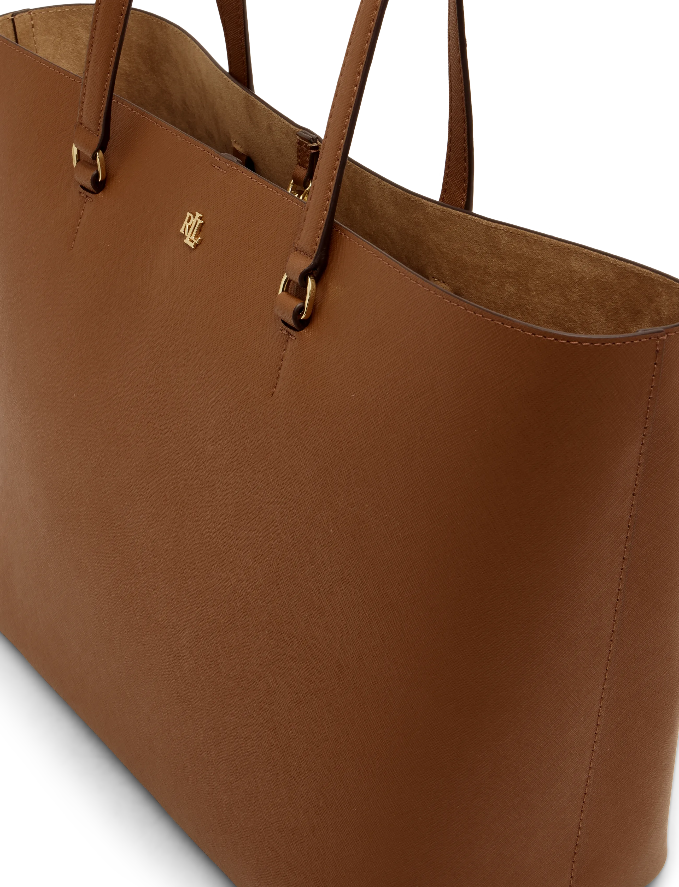 Lauren Ralph Lauren - CROSSHATCH LEATHER-KARLY-TTE-LRG - tote bags - lauren tan - 4