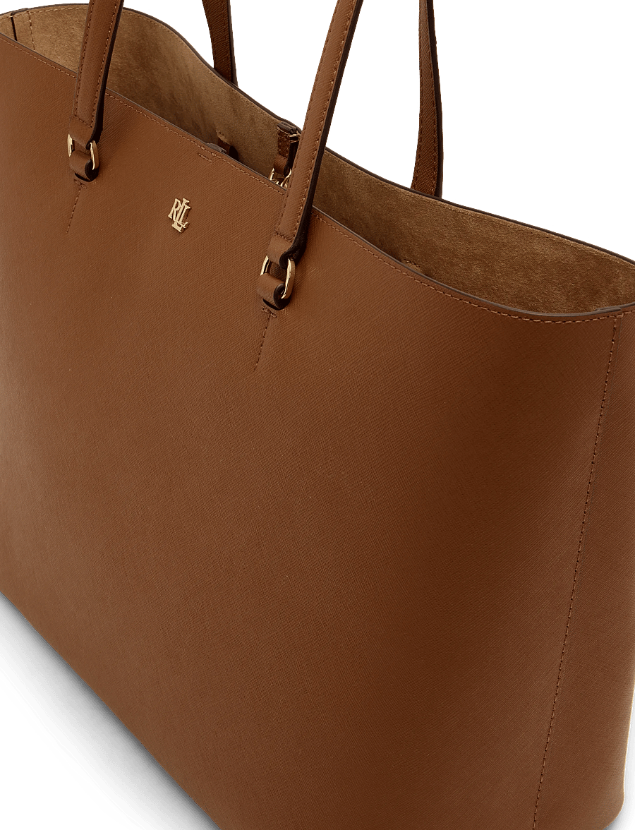 Lauren Ralph Lauren - CROSSHATCH LEATHER-KARLY-TTE-LRG - tote bags - lauren tan - 4