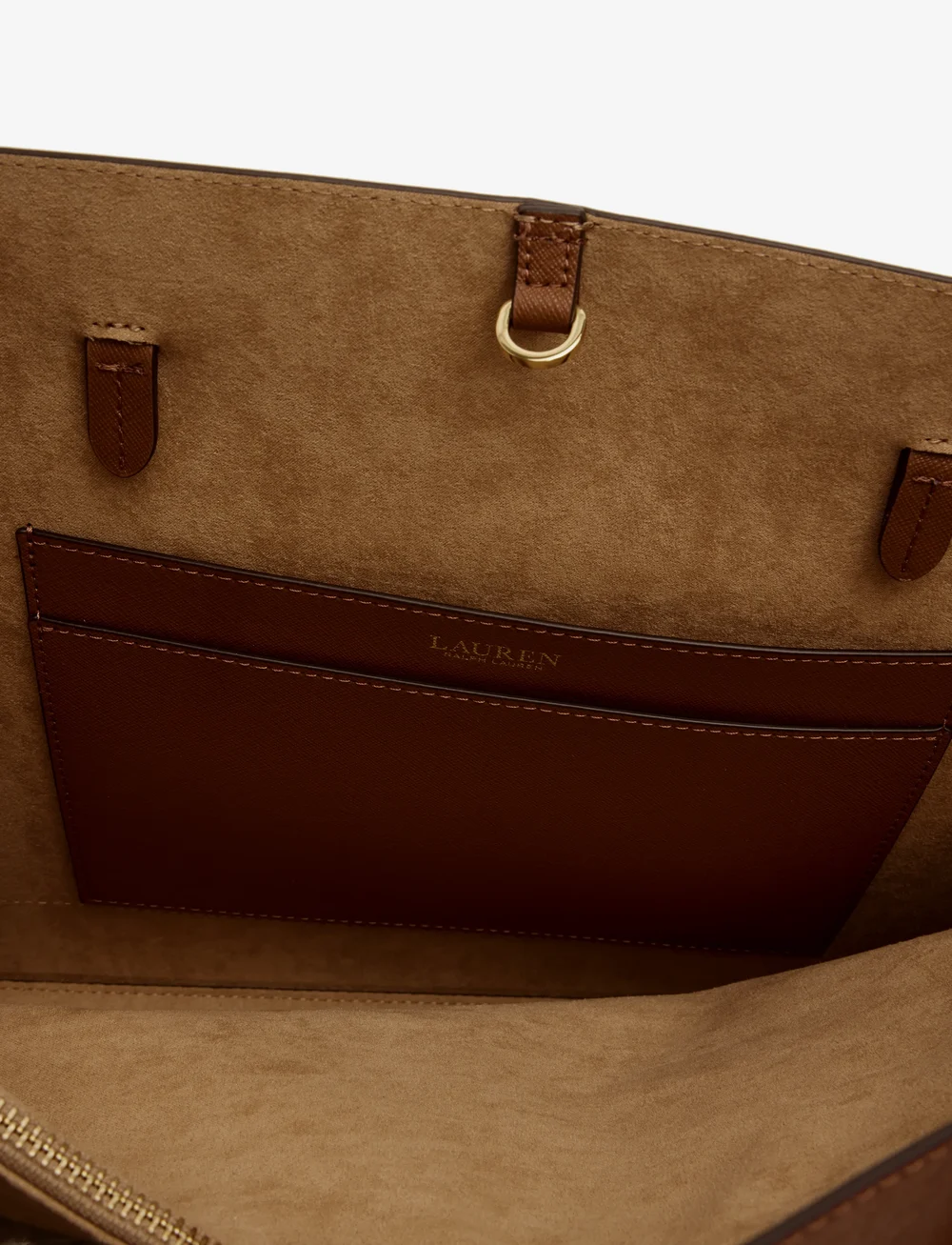Lauren Ralph Lauren - Crosshatch Leather Large Karly Tote - tote bags - lauren tan - 5