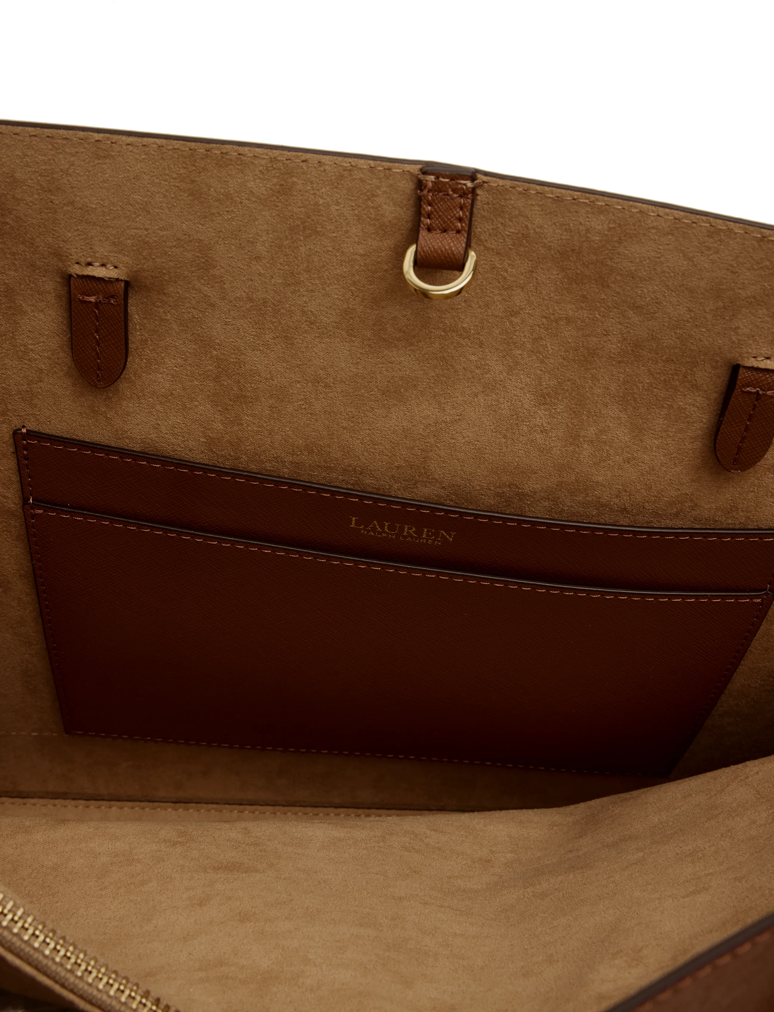 Lauren Ralph Lauren - CROSSHATCH LEATHER-KARLY-TTE-LRG - tote bags - lauren tan - 5