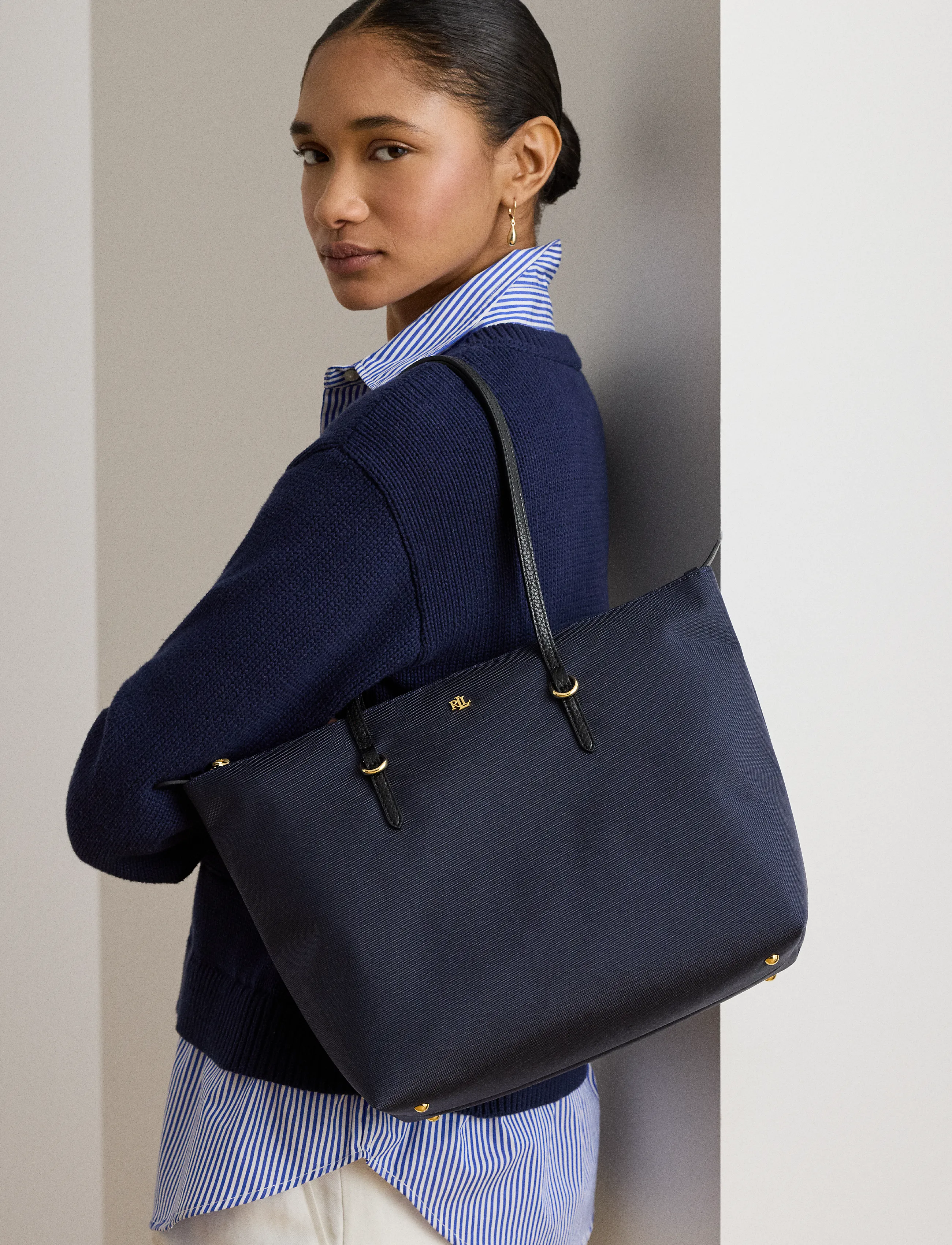 Lauren Ralph Lauren - RECYCLED NYLON-KEATON 26-TTE-MED - cabas - refined navy - 1