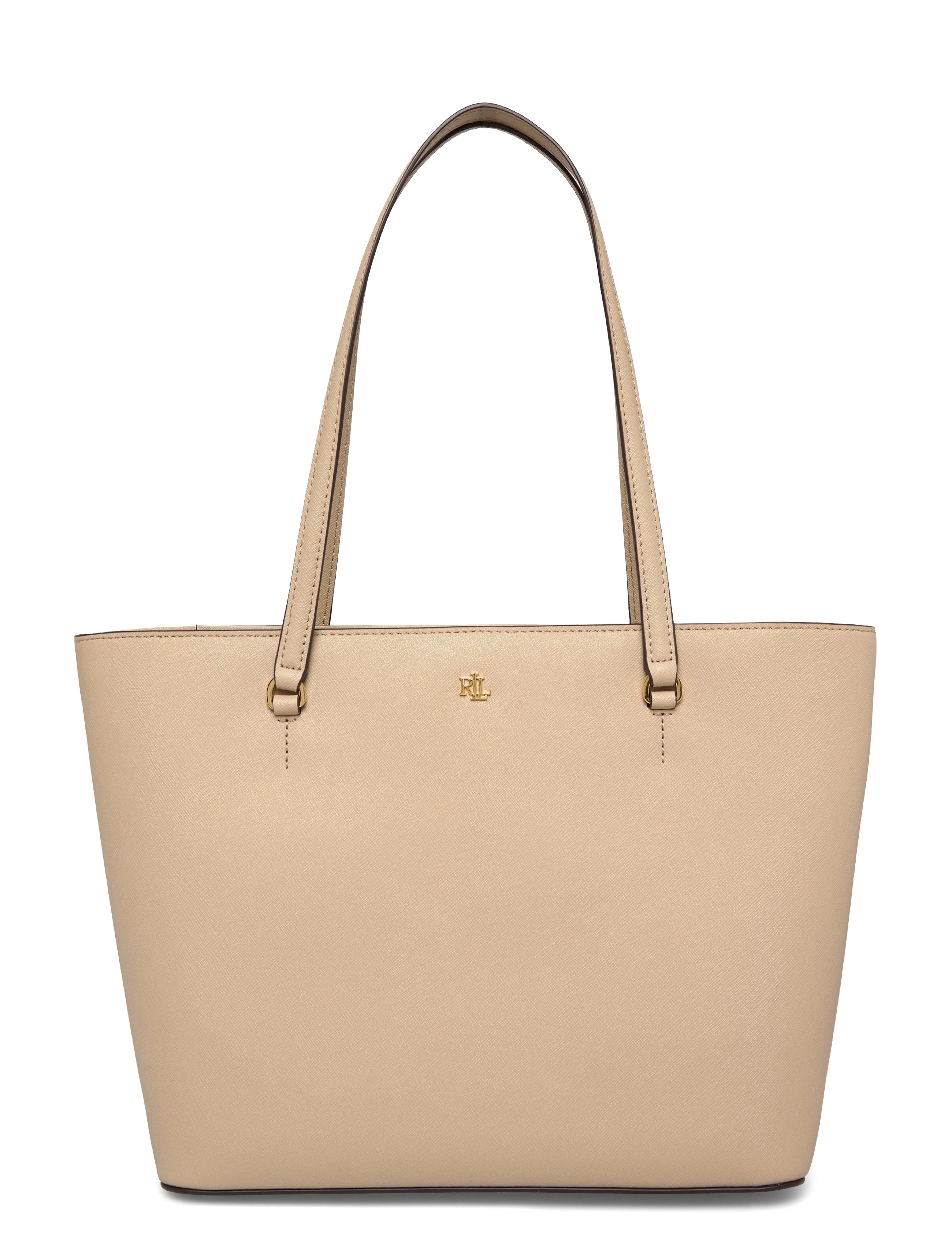 Lauren Ralph Crosshatch Leather Medium Karly Tote, One Size, Bags, Creme - Totes, Frauen