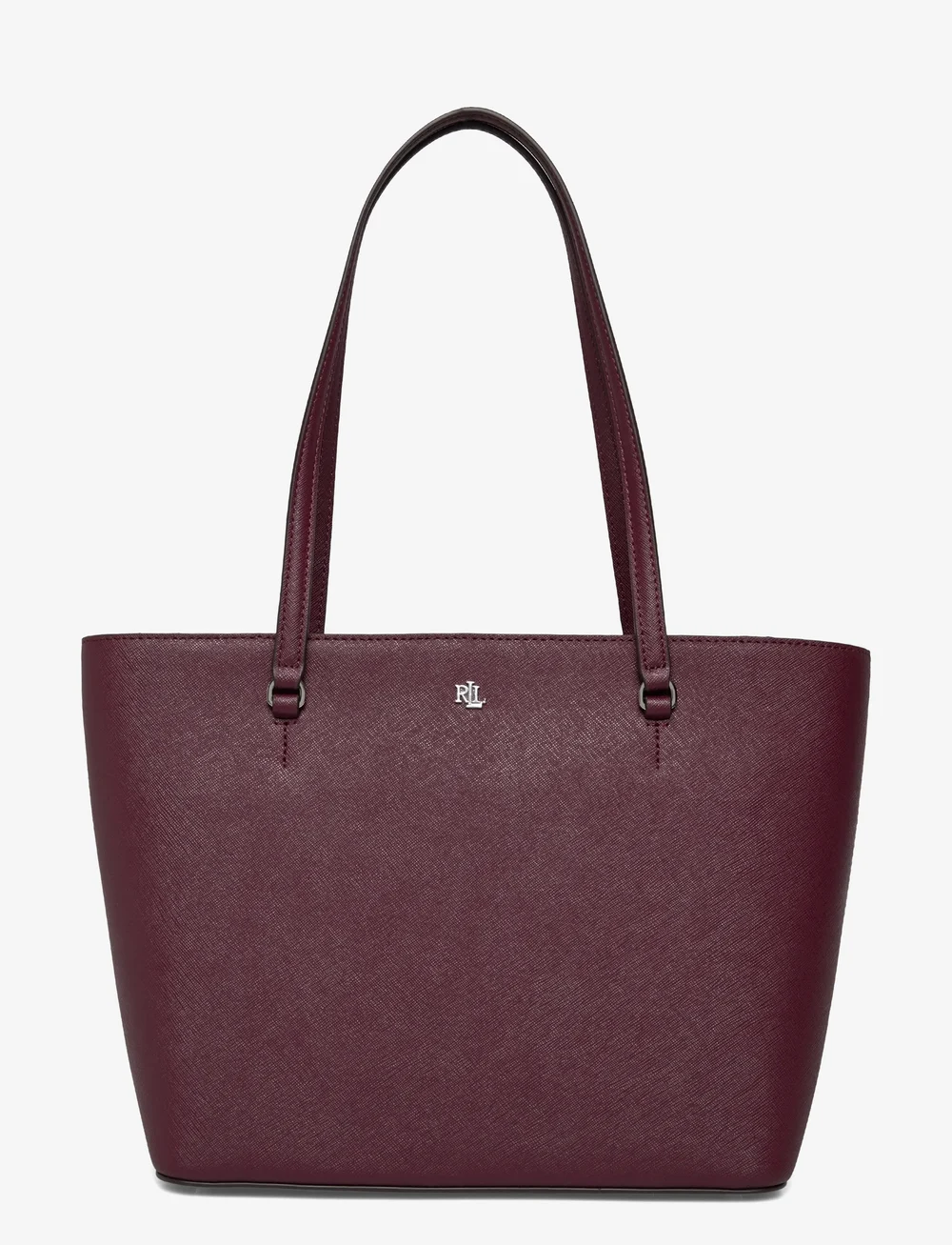 Lauren Ralph Lauren - Crosshatch Leather Medium Karly Tote - tote bags - dark garnet - 0