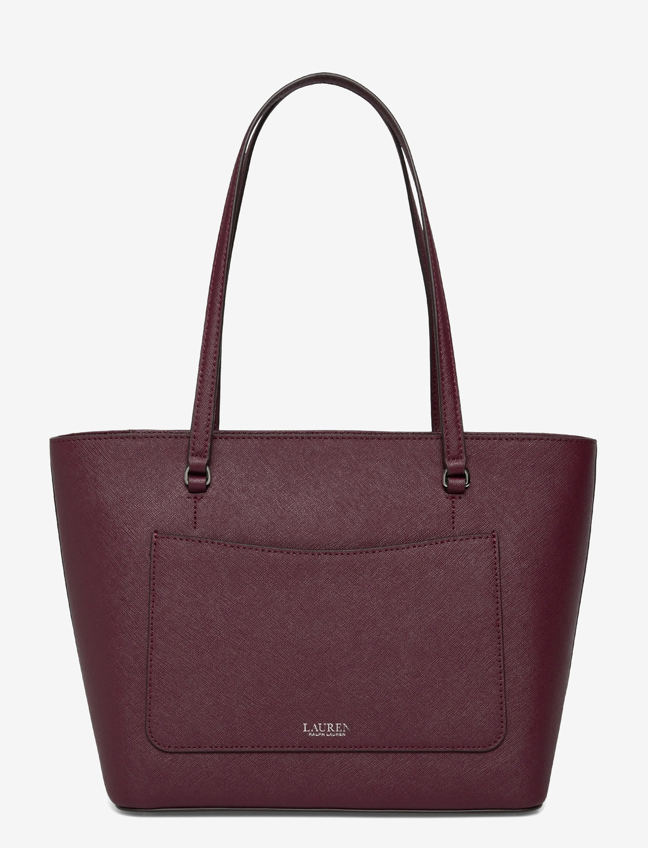 Lauren Ralph Lauren - Crosshatch Leather Medium Karly Tote - shoppingväskor - dark garnet - 1