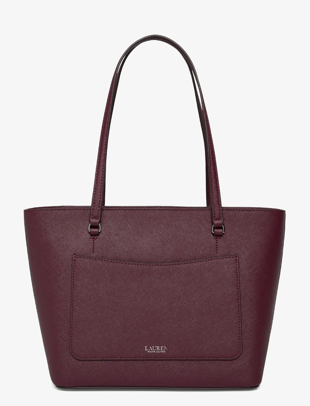 Lauren Ralph Lauren - Crosshatch Leather Medium Karly Tote - tote bags - dark garnet - 1