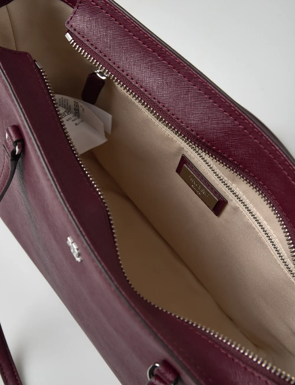 Lauren Ralph Lauren - Crosshatch Leather Medium Karly Tote - tote bags - dark garnet - 4