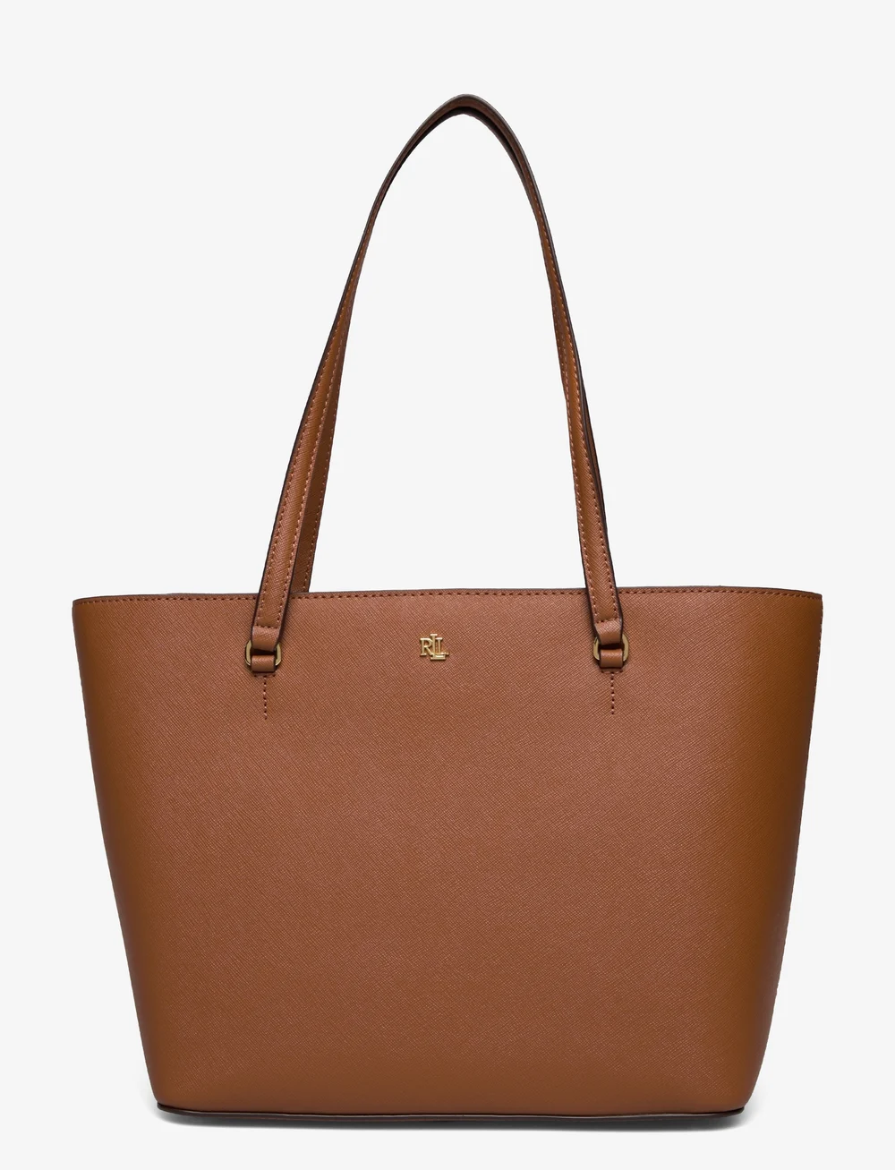 Lauren Ralph Lauren - Crosshatch Leather Medium Karly Tote - tote bags - lauren tan - 0