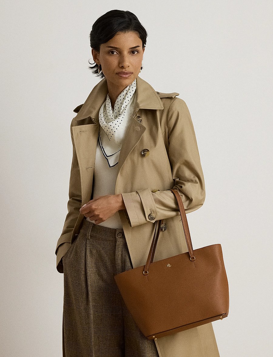 Lauren Ralph Lauren - Crosshatch Leather Medium Karly Tote - ostukotid - lauren tan - 5