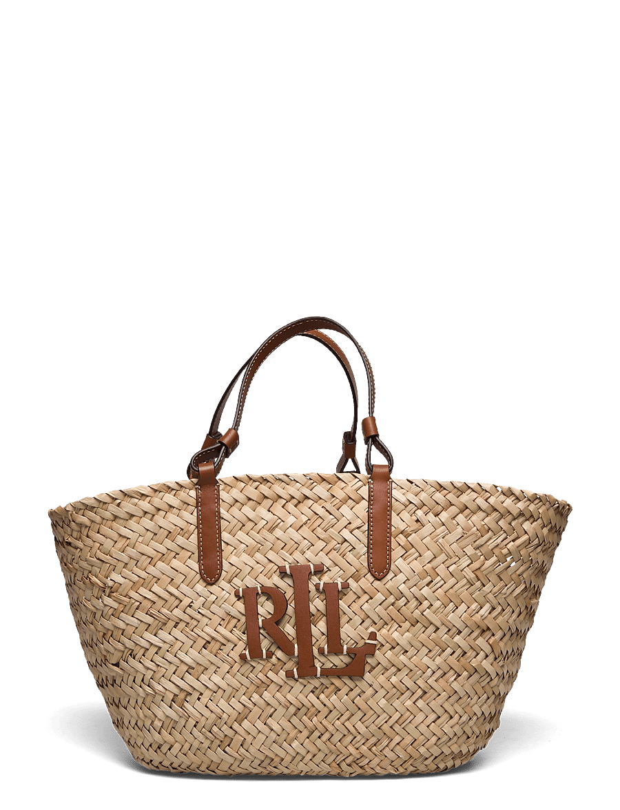 Lauren Ralph Lauren - Leather-Trim Straw Medium Shelbie Tote - natural/lauren ta - 0