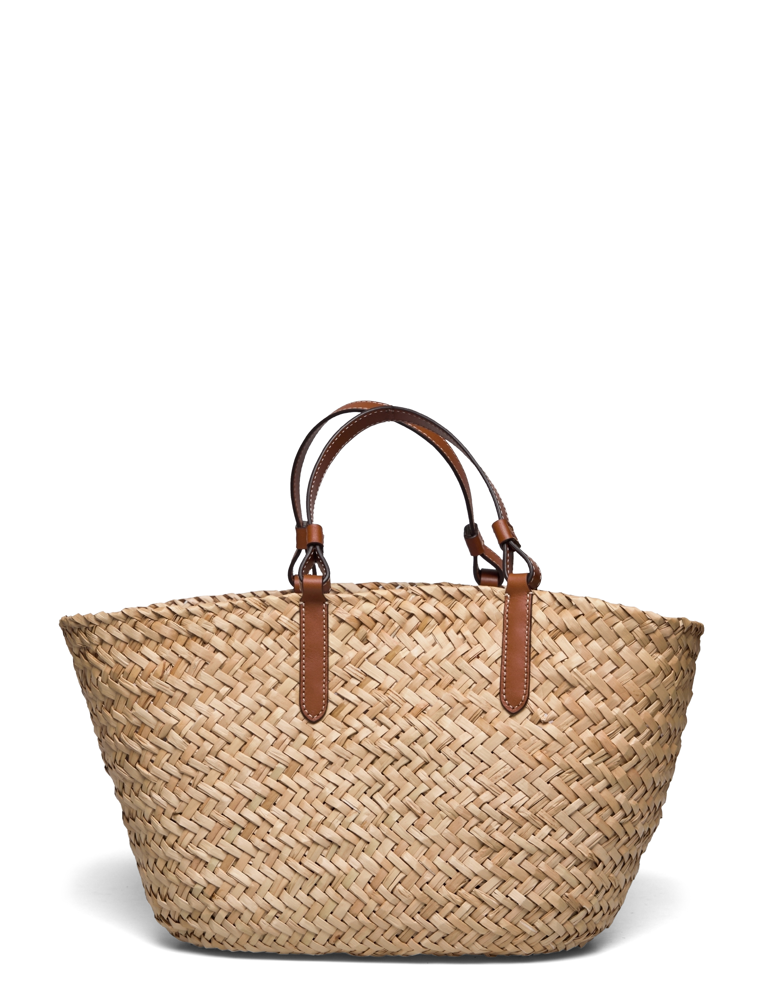 Lauren Ralph Lauren - Leather-Trim Straw Medium Shelbie Tote - natural/lauren ta - 1
