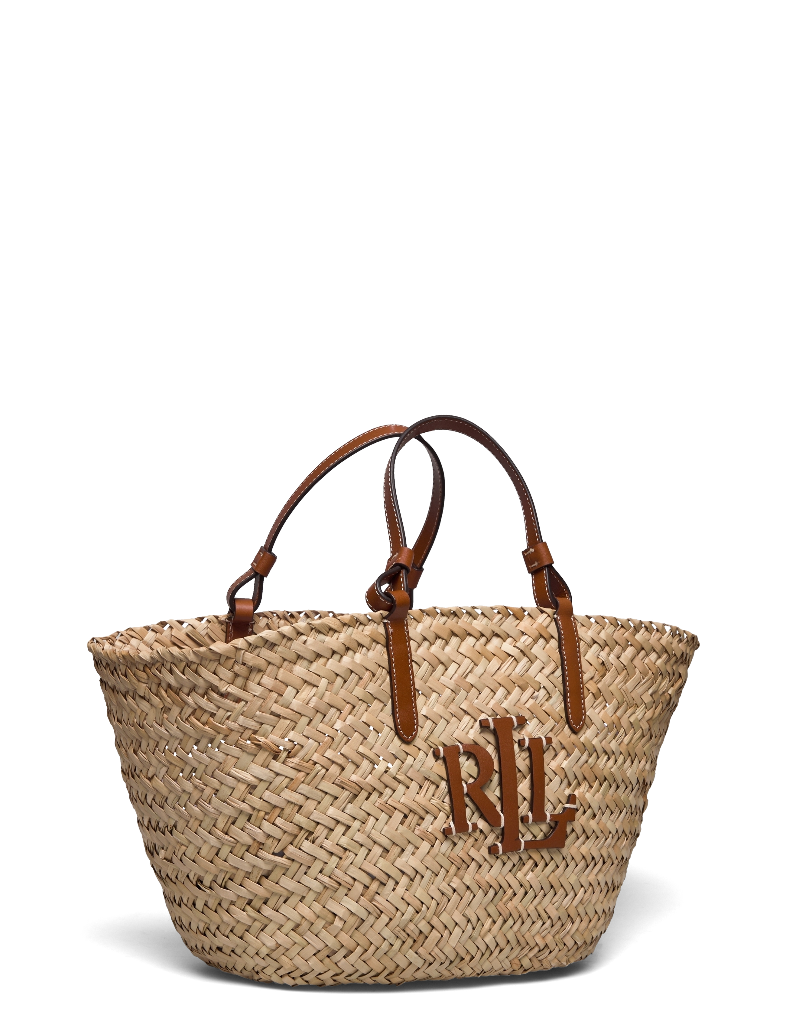 Lauren Ralph Lauren - Leather-Trim Straw Medium Shelbie Tote - natural/lauren ta - 2