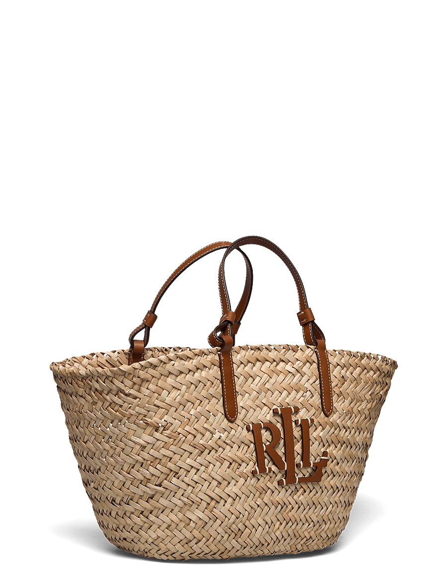 Lauren Ralph Lauren - Leather-Trim Straw Medium Shelbie Tote - natural/lauren ta - 2