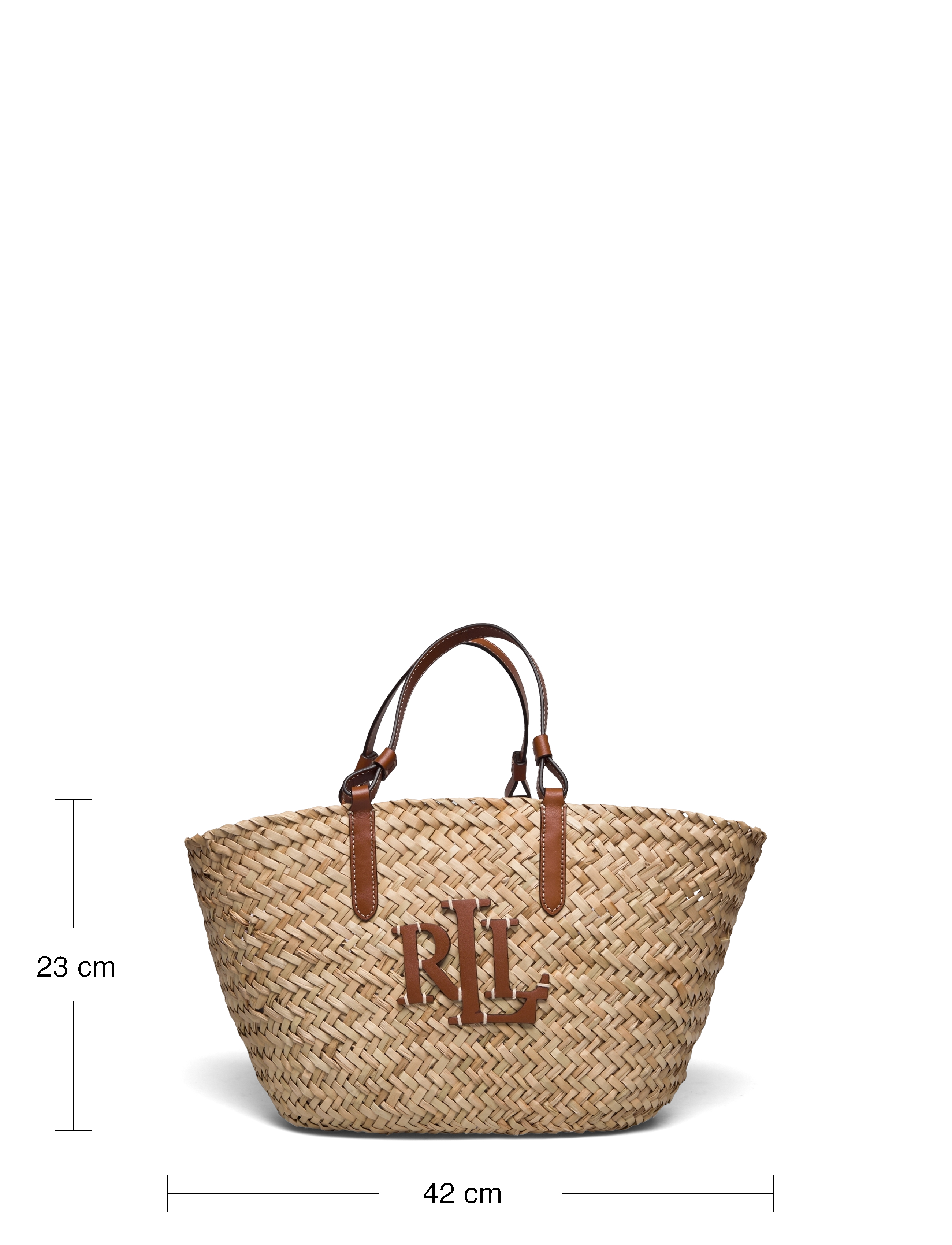 Lauren Ralph Lauren - Leather-Trim Straw Medium Shelbie Tote - natural/lauren ta - 5