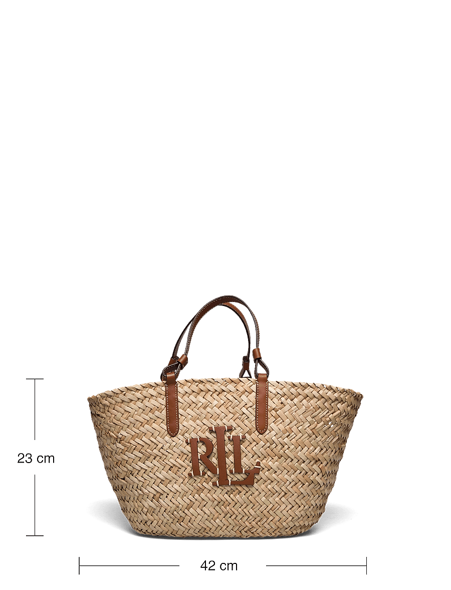 Lauren Ralph Lauren - Leather-Trim Straw Medium Shelbie Tote - natural/lauren ta - 5