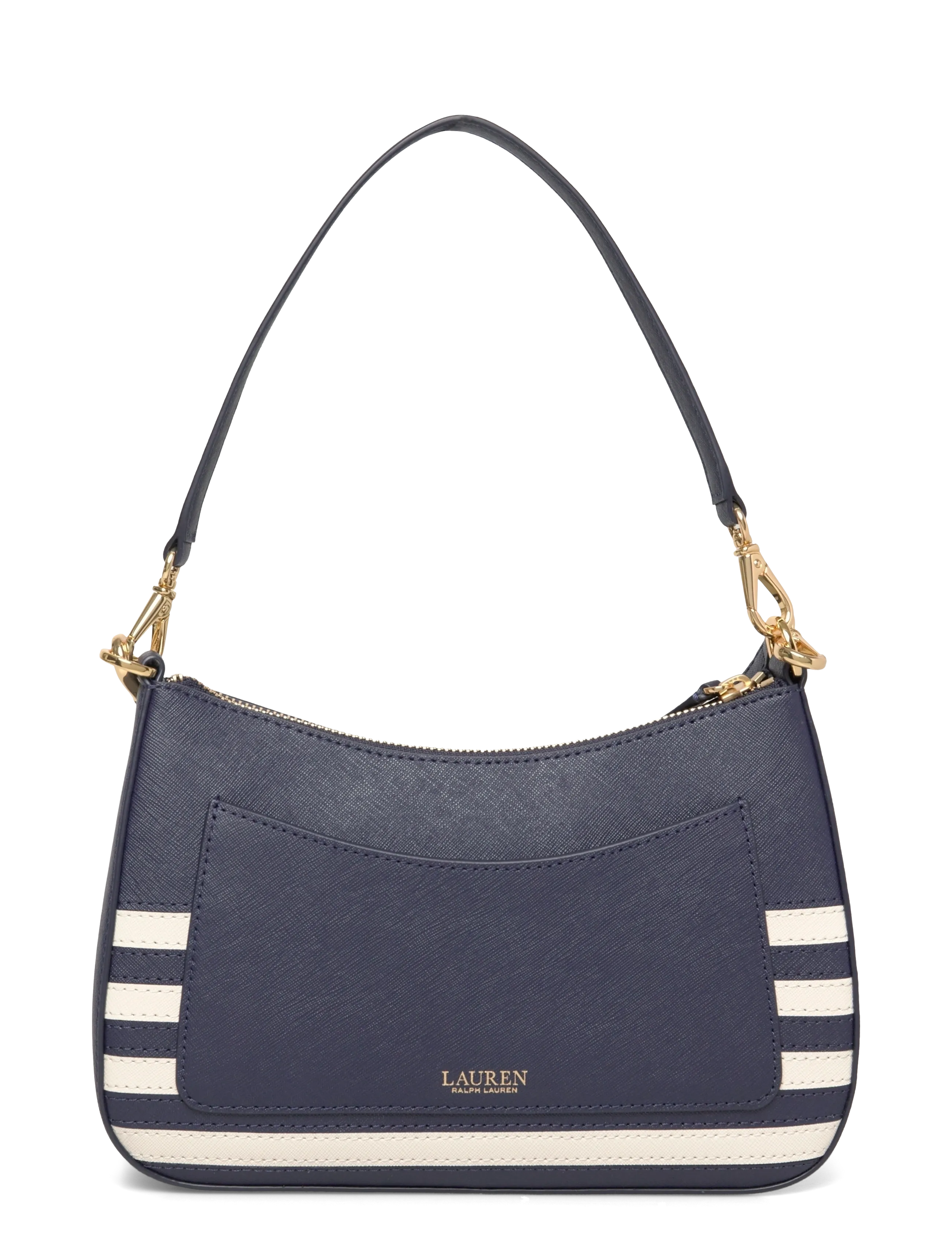 Lauren Ralph Lauren - Striped Leather Medium Danni Bag - umhängetaschen - refined navy/soft - 1