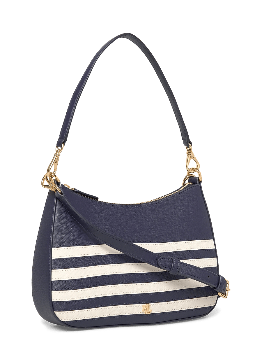 Lauren Ralph Lauren - Striped Leather Medium Danni Bag - umhängetaschen - refined navy/soft - 2