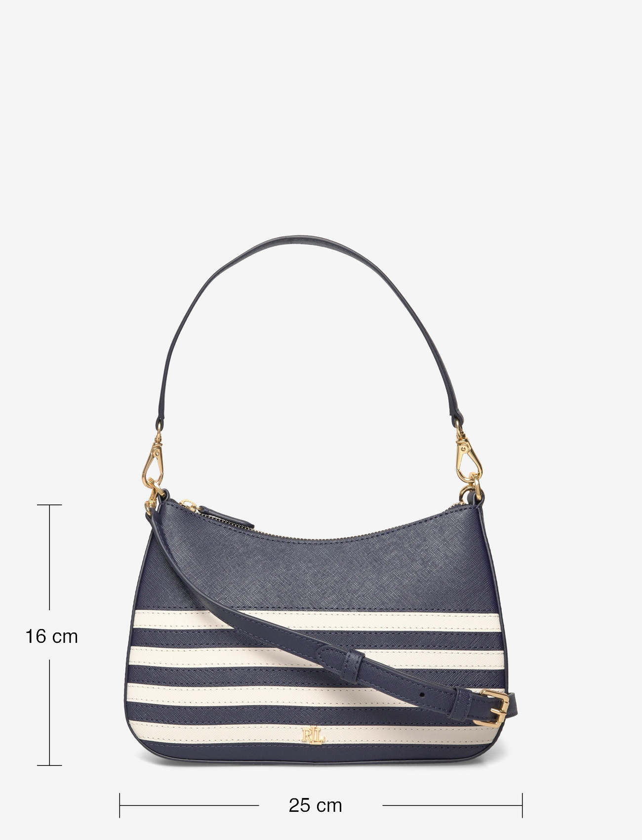 Lauren Ralph Lauren - Striped Leather Medium Danni Bag - erilised sündmused - refined navy/soft - 3
