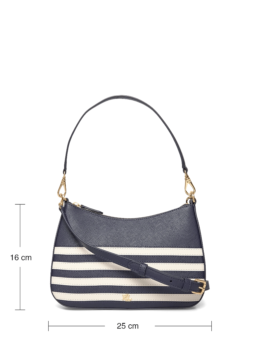 Lauren Ralph Lauren - Striped Leather Medium Danni Bag - umhängetaschen - refined navy/soft - 3