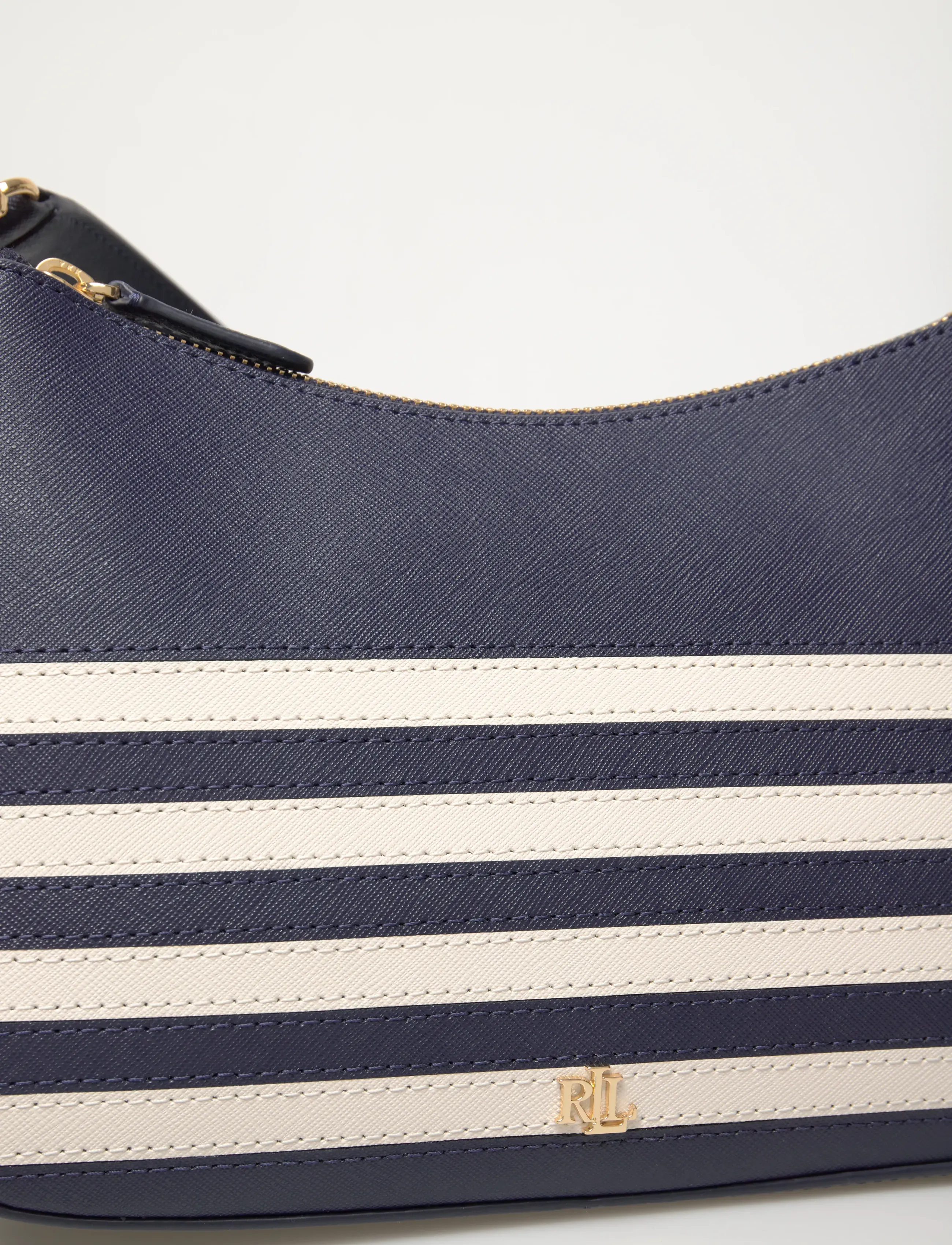 Lauren Ralph Lauren - Striped Leather Medium Danni Bag - umhängetaschen - refined navy/soft - 4
