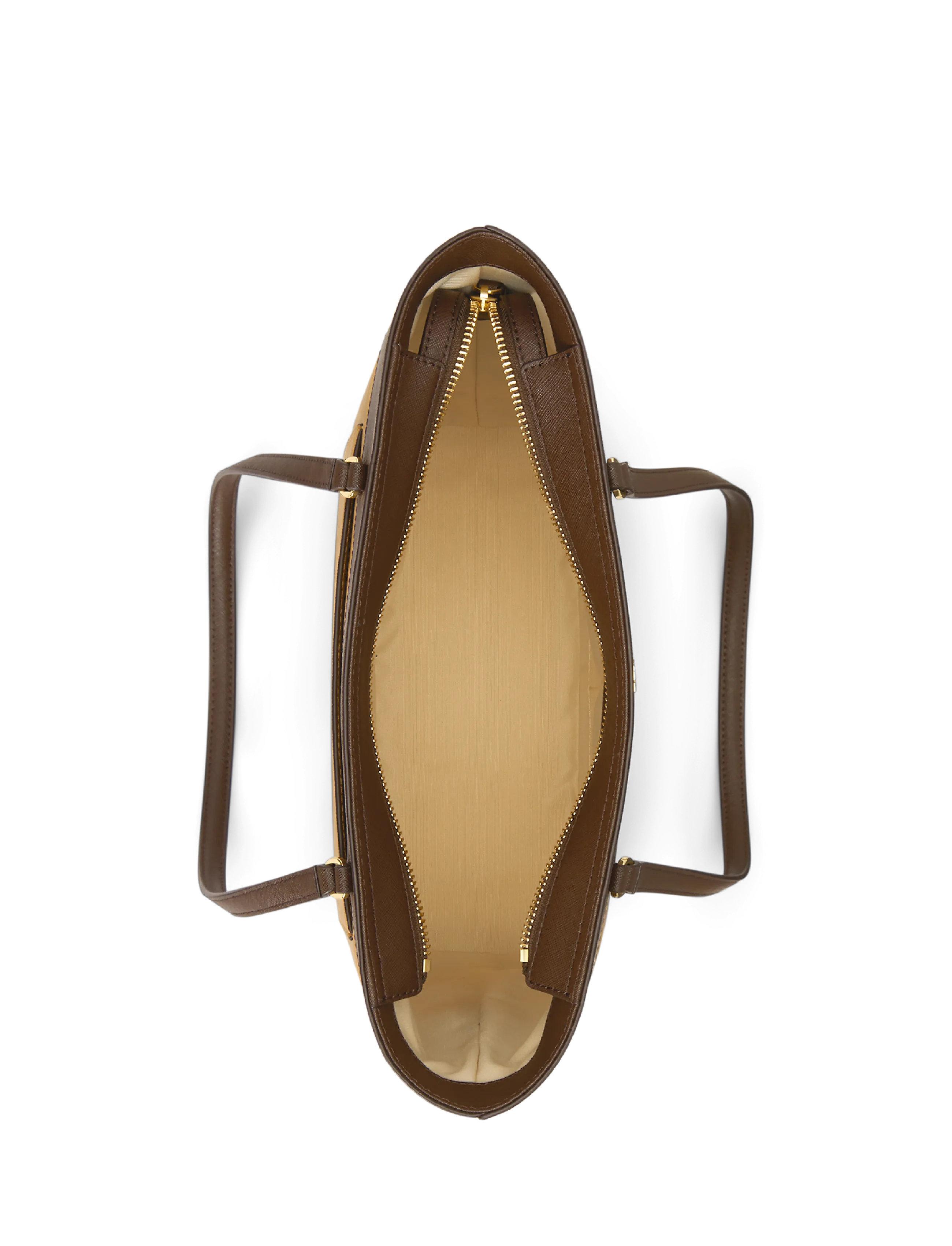 Lauren Ralph Lauren - Striped Leather Medium Karly Tote Bag - tote bags - camel/chestnut br - 4