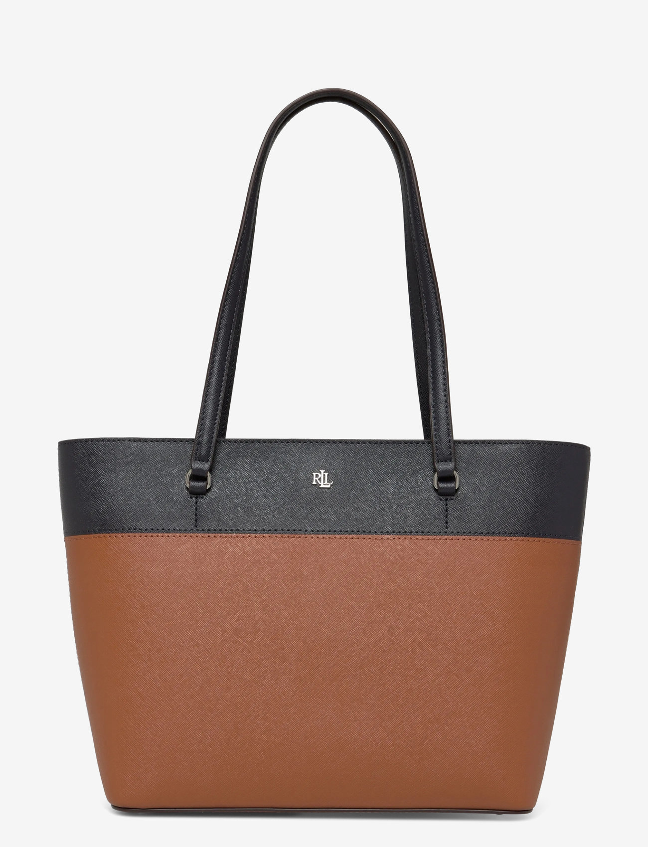 Lauren Ralph Lauren - Striped Leather Medium Karly Tote Bag - tote bags - lauren tan/lauren - 0