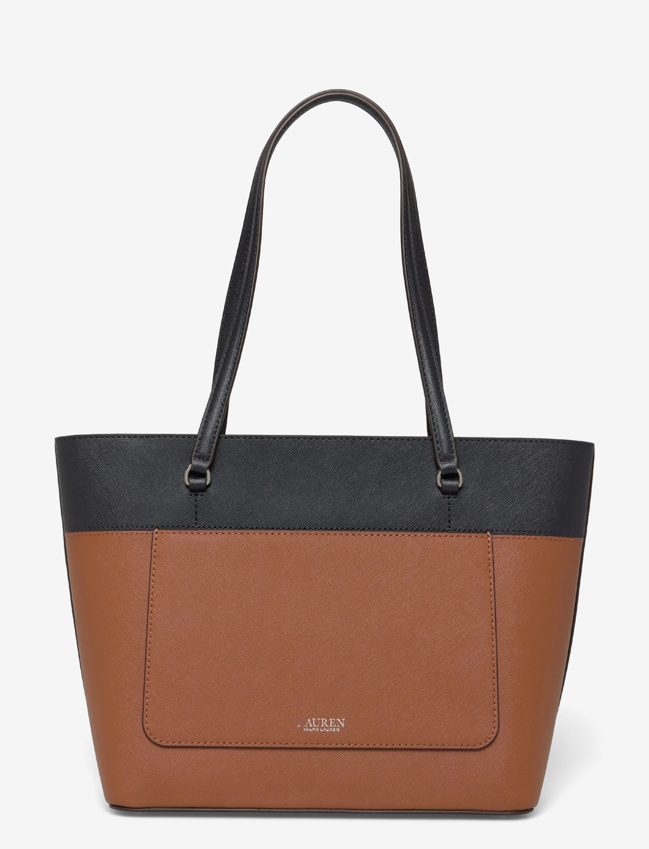 Lauren Ralph Lauren - Striped Leather Medium Karly Tote Bag - tote bags - lauren tan/lauren - 1