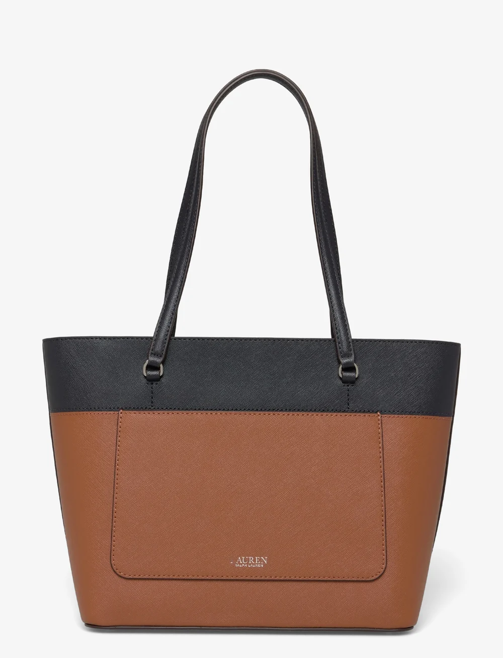 Lauren Ralph Lauren - Striped Leather Medium Karly Tote Bag - tote bags - lauren tan/lauren - 1