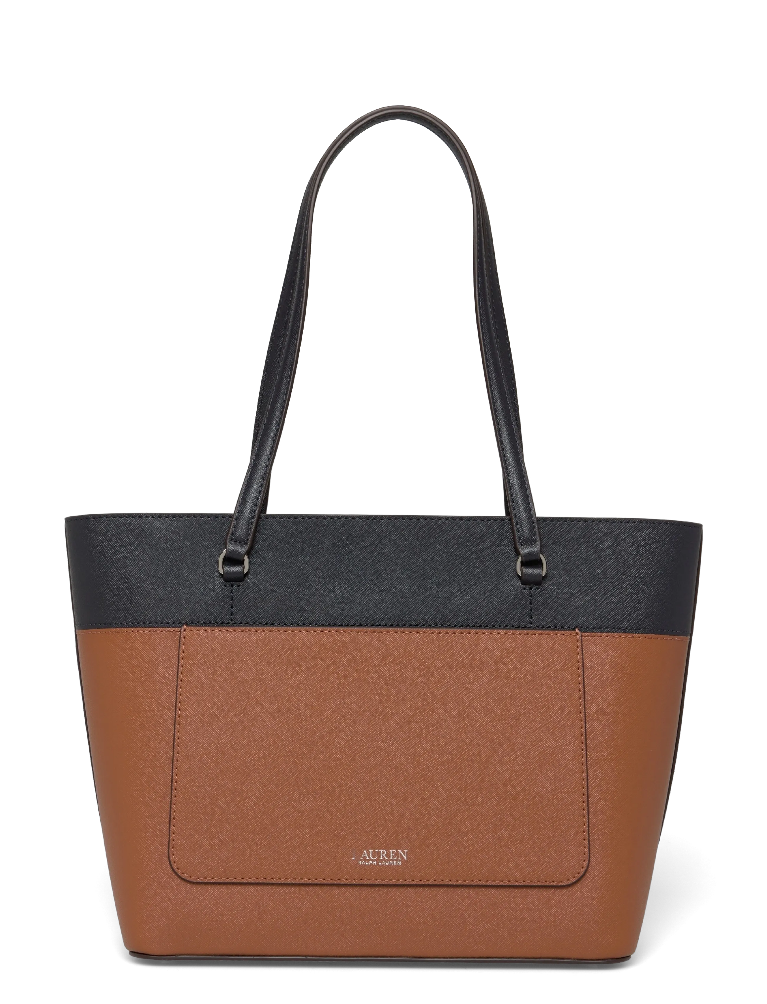 Lauren Ralph Lauren - Striped Leather Medium Karly Tote Bag - shopper - lauren tan/lauren - 1