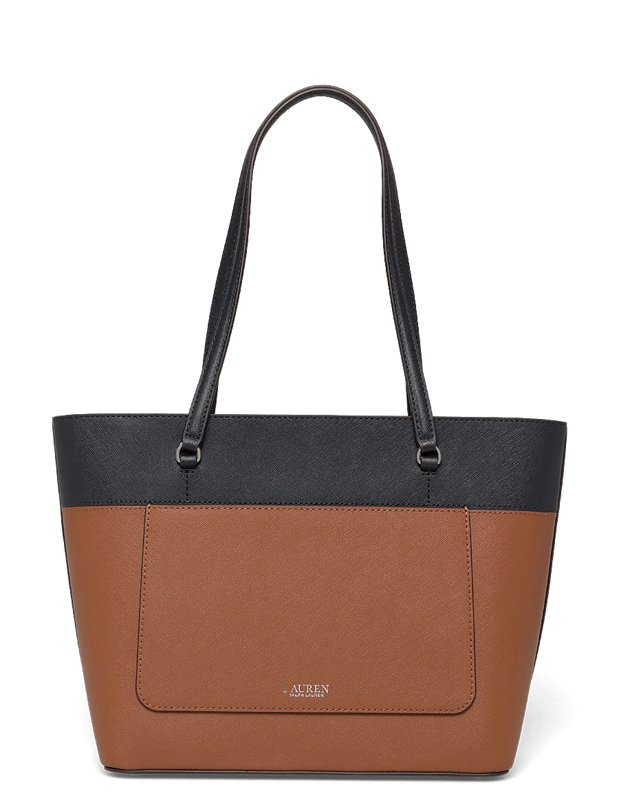 Lauren Ralph Lauren - Striped Leather Medium Karly Tote Bag - shopper - lauren tan/lauren - 1