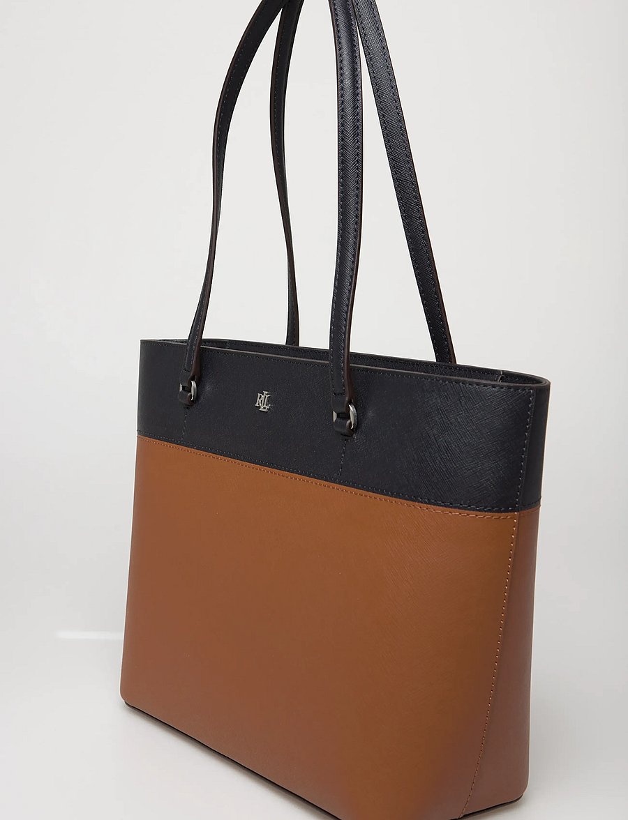 Lauren Ralph Lauren - Striped Leather Medium Karly Tote Bag - shopper - lauren tan/lauren - 3