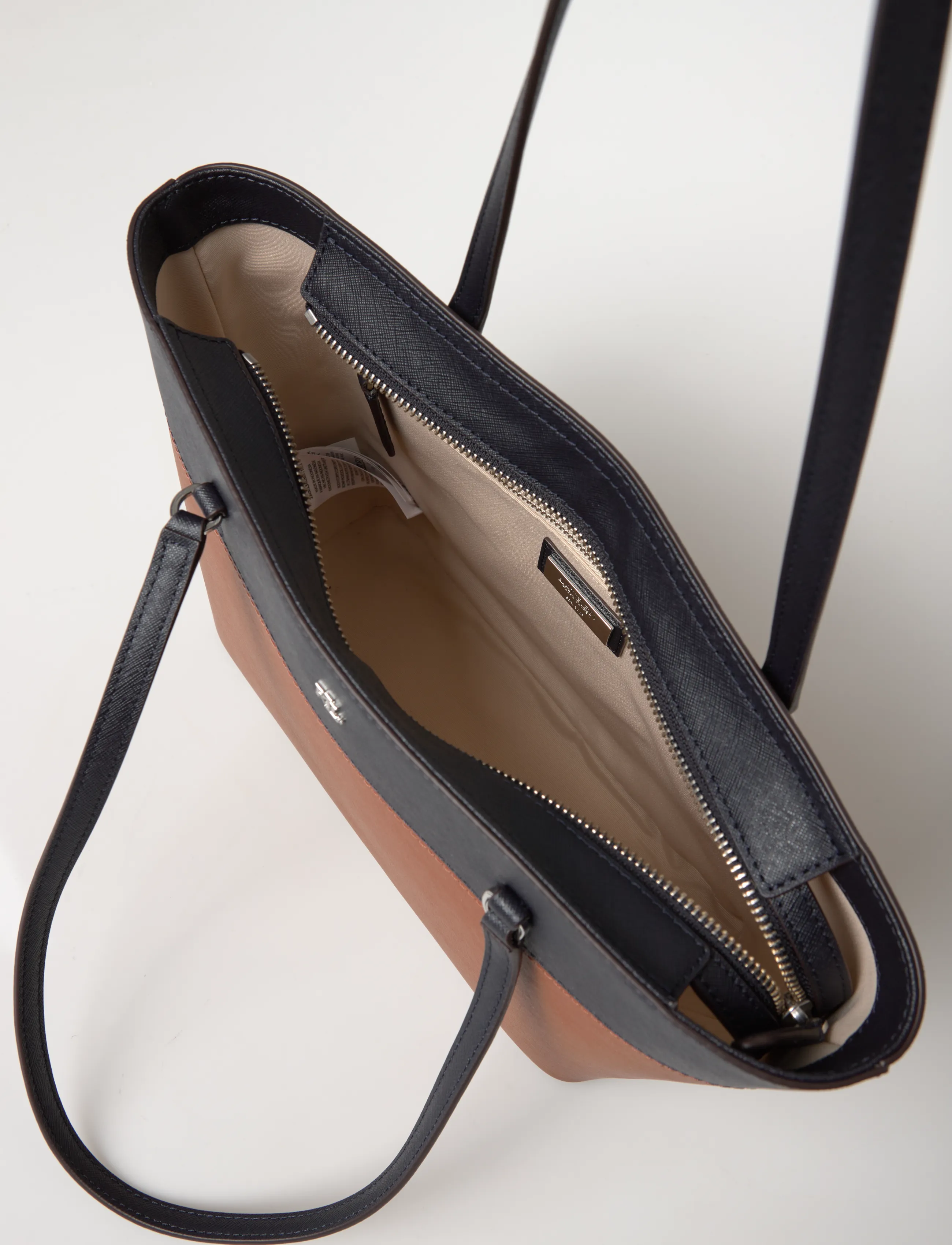 Lauren Ralph Lauren - Striped Leather Medium Karly Tote Bag - shopper - lauren tan/lauren - 4