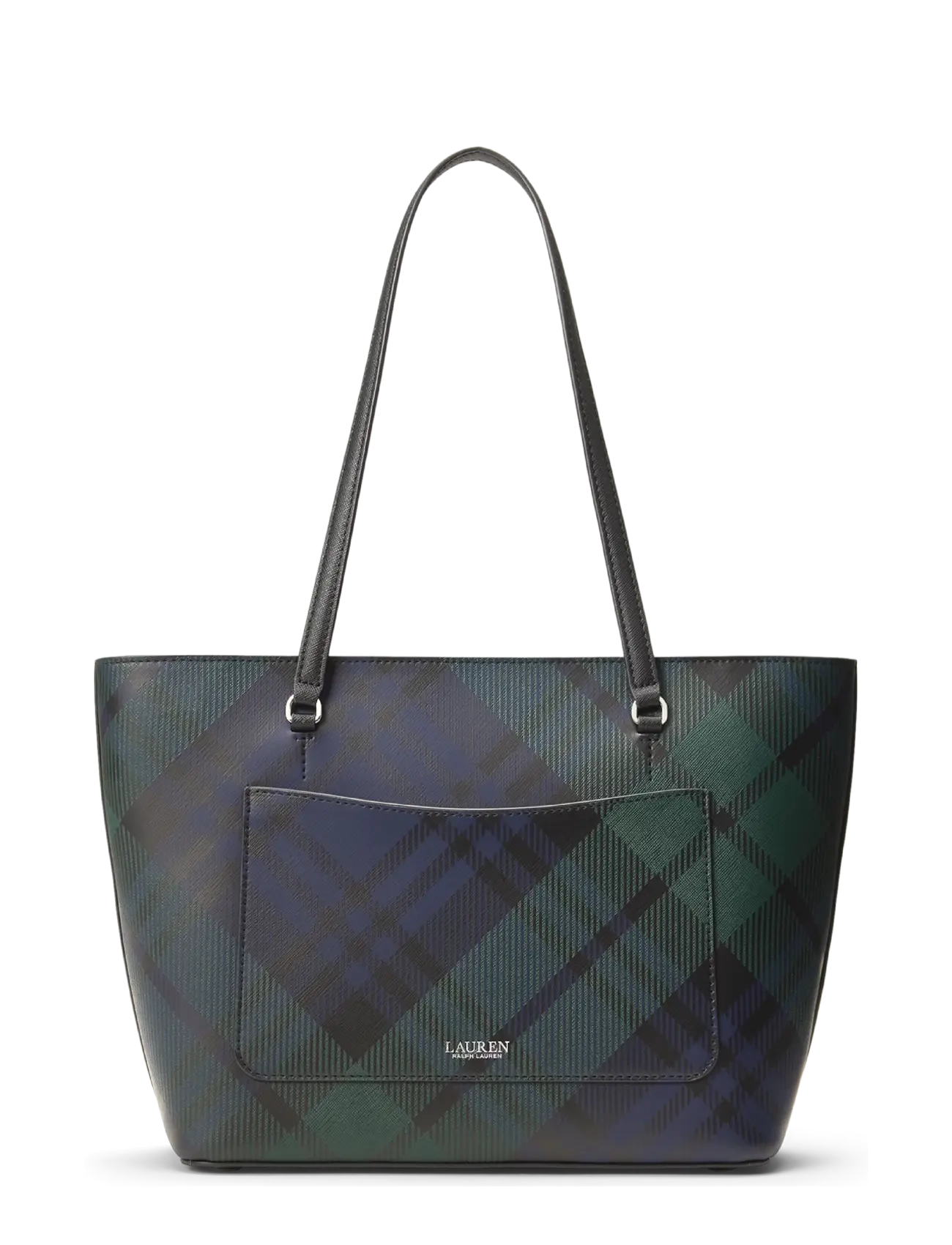 Lauren Ralph Lauren - PRNTD CRSSHTCH LTHR-KARLY SHPPER-TT - tote bags - black watch tarta - 1