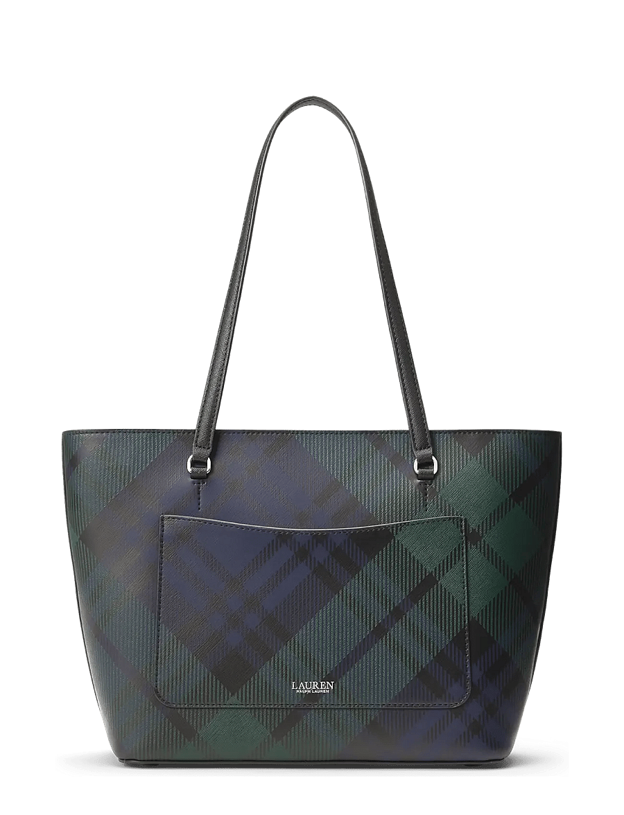 Lauren Ralph Lauren - PRNTD CRSSHTCH LTHR-KARLY SHPPER-TT - tote bags - black watch tarta - 1