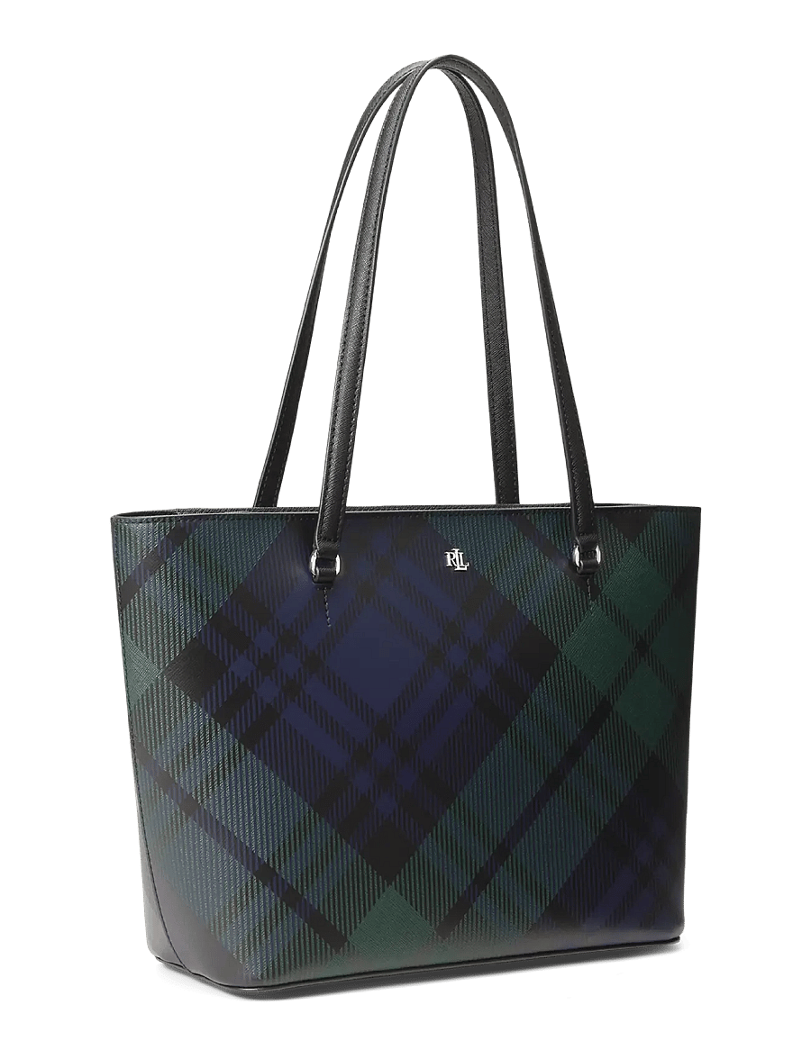 Lauren Ralph Lauren - PRNTD CRSSHTCH LTHR-KARLY SHPPER-TT - tote bags - black watch tarta - 2