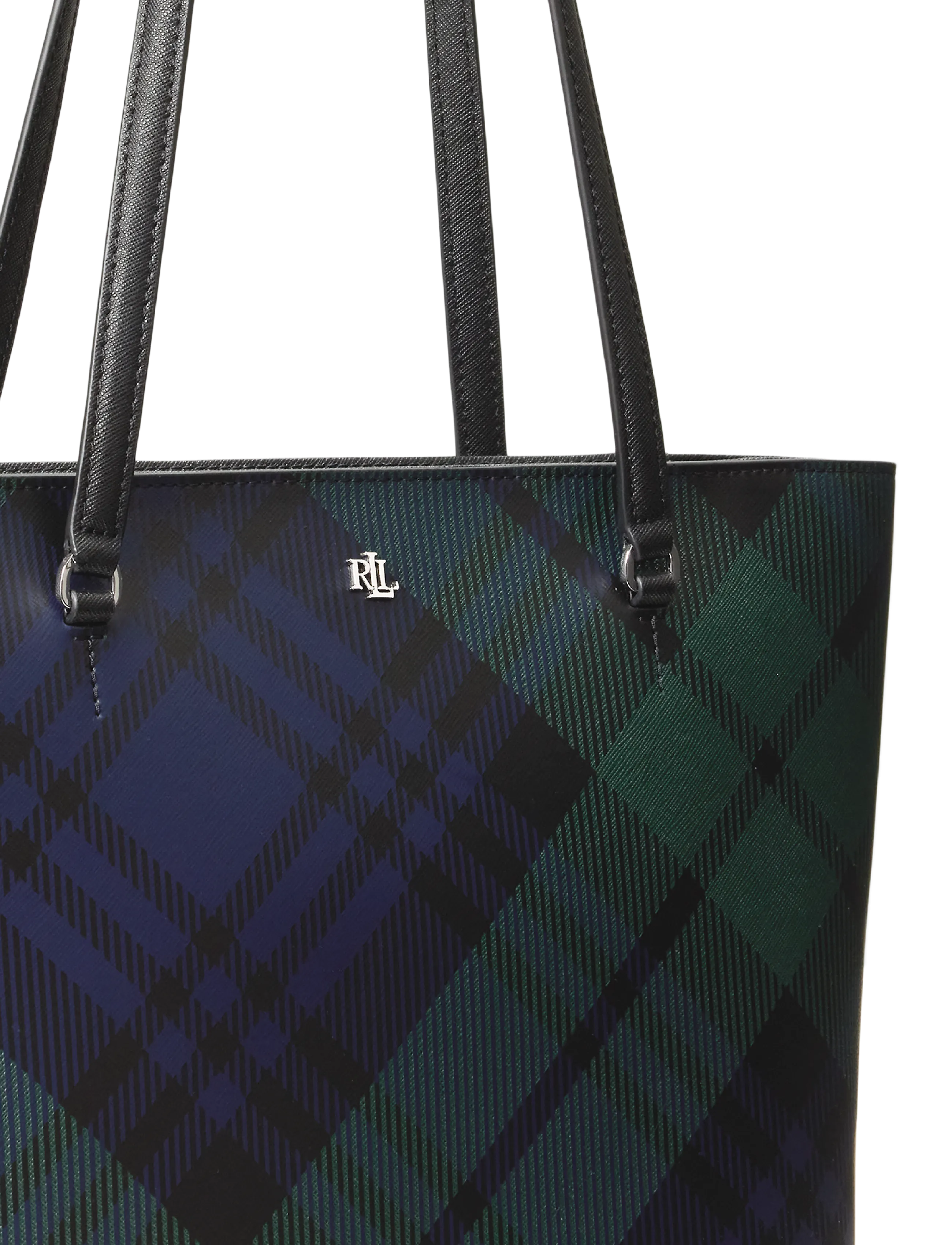 Lauren Ralph Lauren - PRNTD CRSSHTCH LTHR-KARLY SHPPER-TT - tote bags - black watch tarta - 4