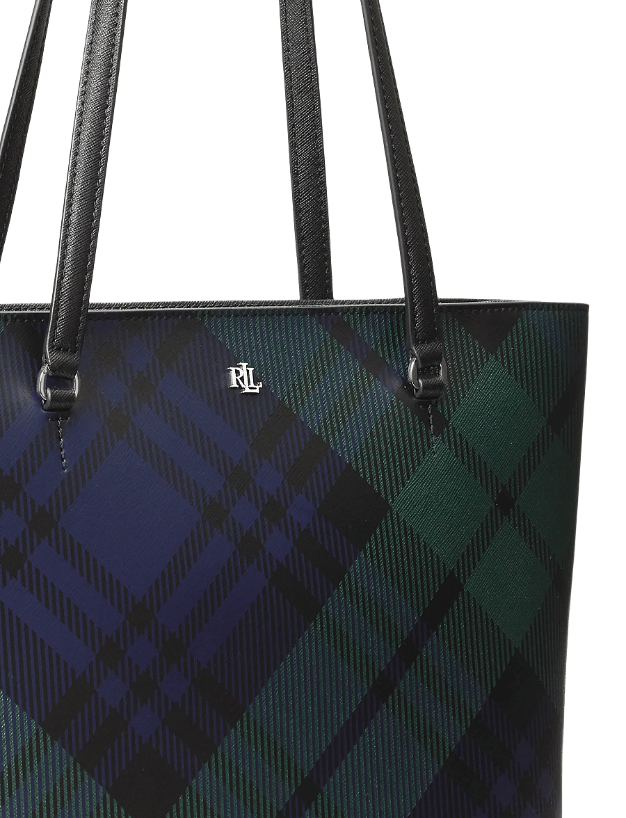 Lauren Ralph Lauren - PRNTD CRSSHTCH LTHR-KARLY SHPPER-TT - tote bags - black watch tarta - 4
