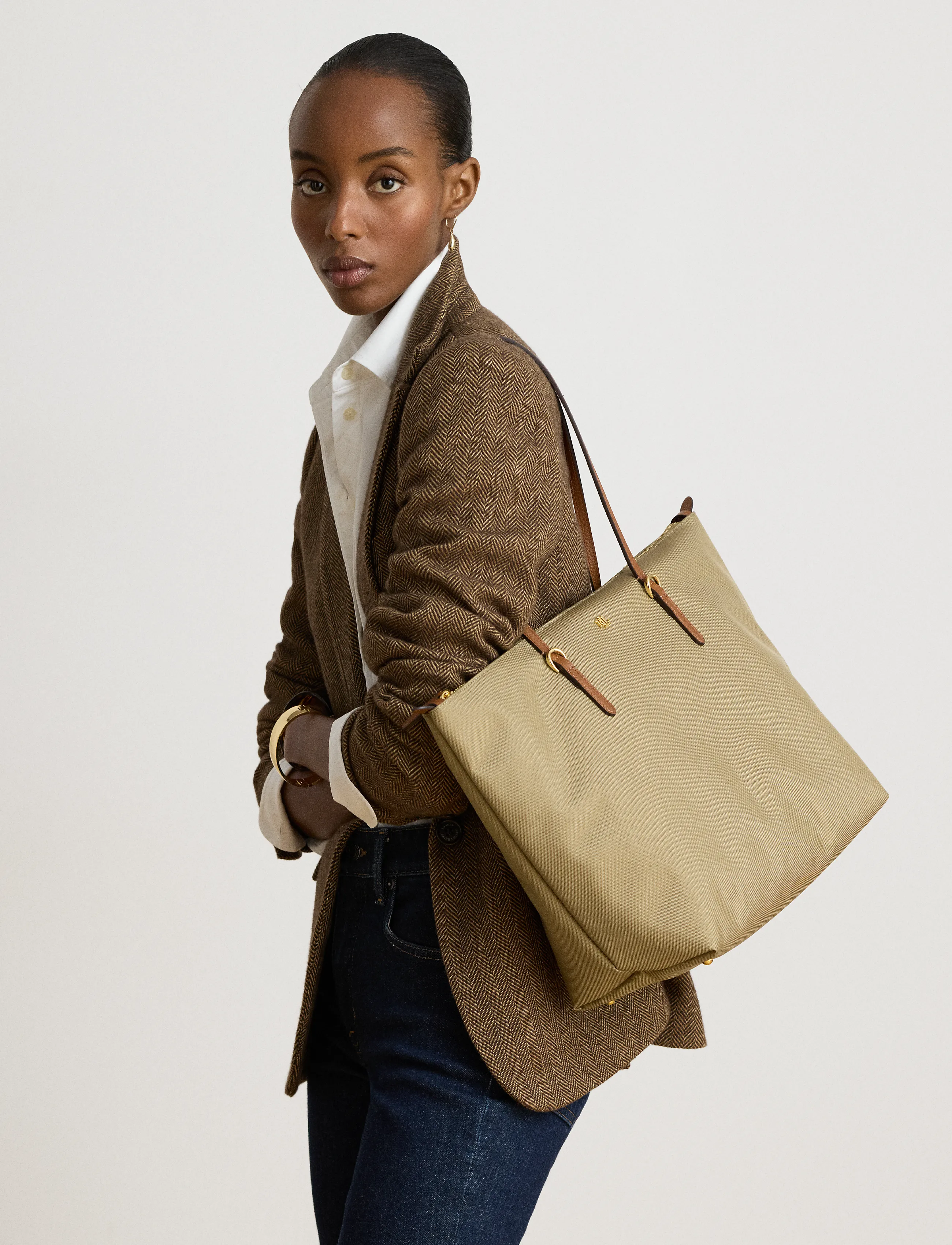 Lauren Ralph Lauren Nylon Large Keaton Tote Bag - Ralph Lauren - CLAY / beige