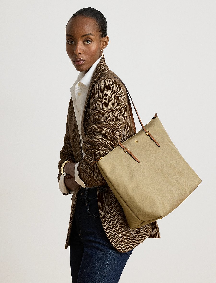 Lauren Ralph Lauren - Nylon Large Keaton Tote Bag - tote bags - clay - 0