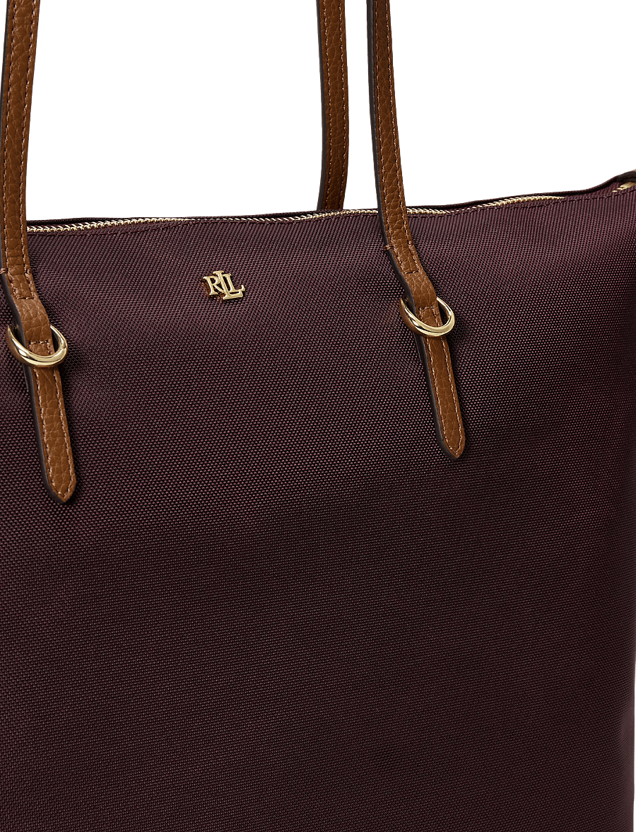 Lauren Ralph Lauren - Nylon Large Keaton Tote Bag - tote bags - dark garnet/laure - 4